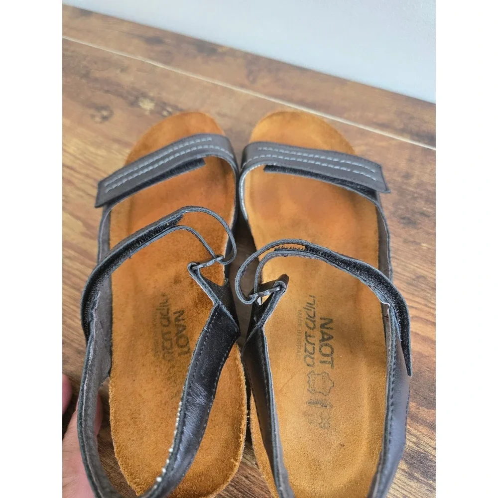 Naot Kayla Black Leather Platform Sandals Womens 39 Strappy Comfort Shoes 214822